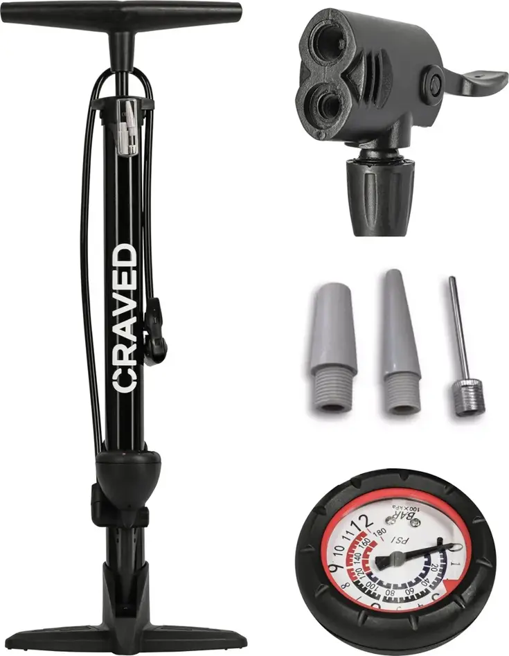 Fietspomp met drukmeter - Zwart
