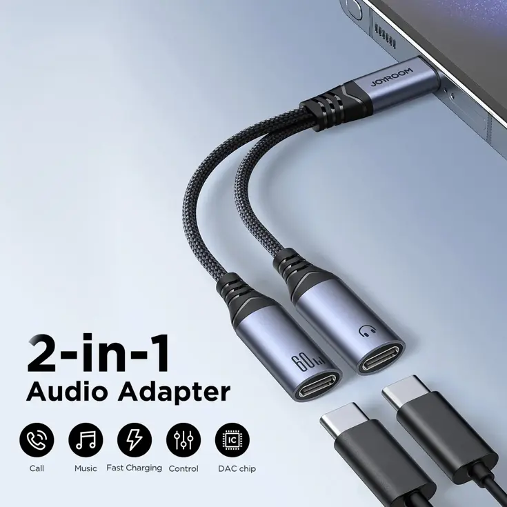 2-in-1 Audio Adapter - Zwart - Joyroom