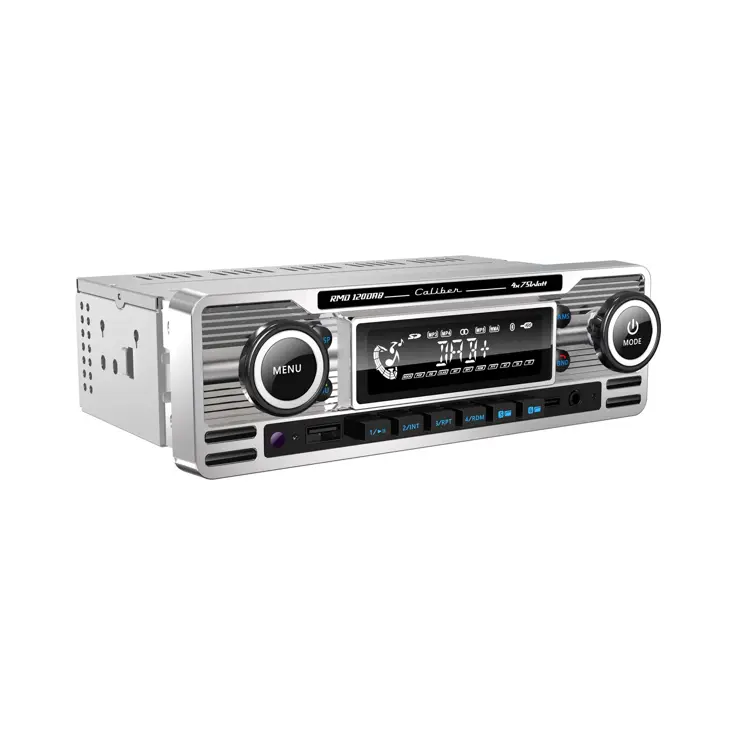 1-DIN Retro DAB+ Autoradio Chroom Bluetooth