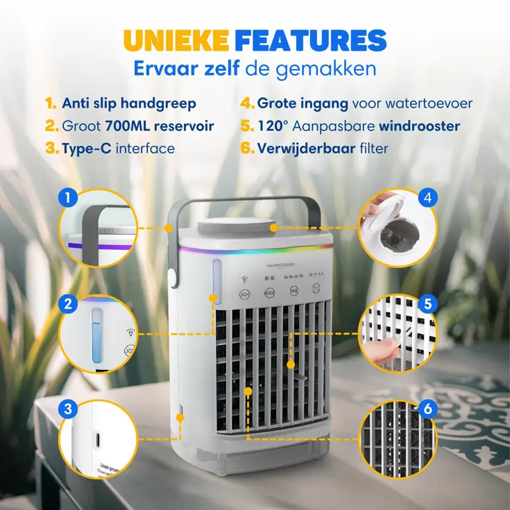 Mini Airco PRO - Tafelventilator incl Timer