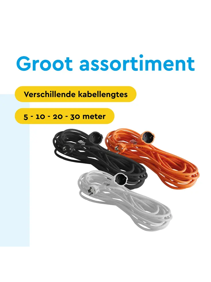 Verlengsnoer 30 m met randaarde voor binnen