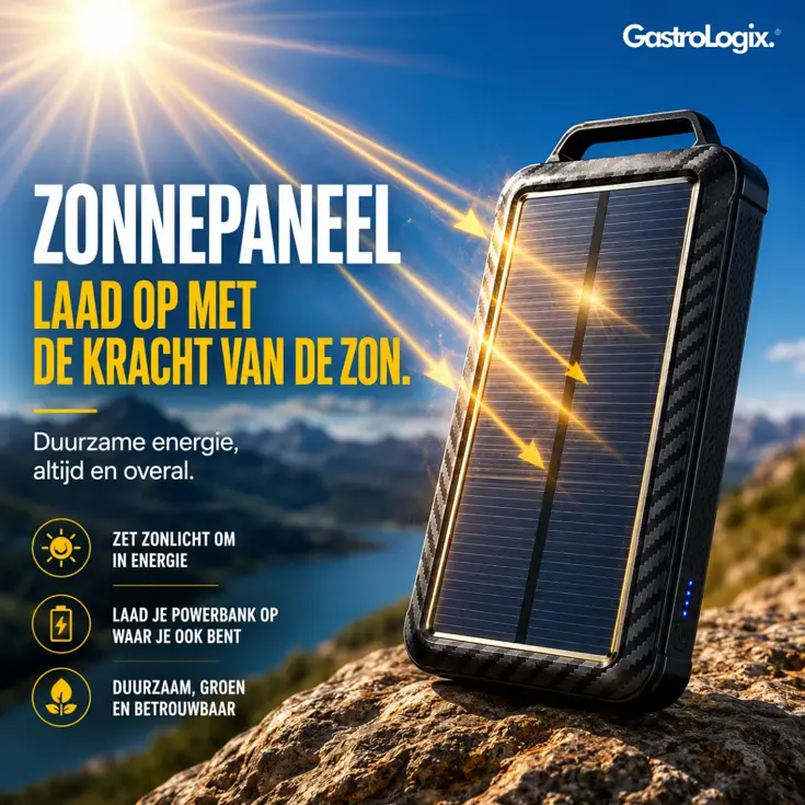 Solar Powerbank Zwart 10.000 mah