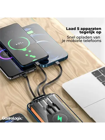Solar Powerbank Zwart 10.000 mah