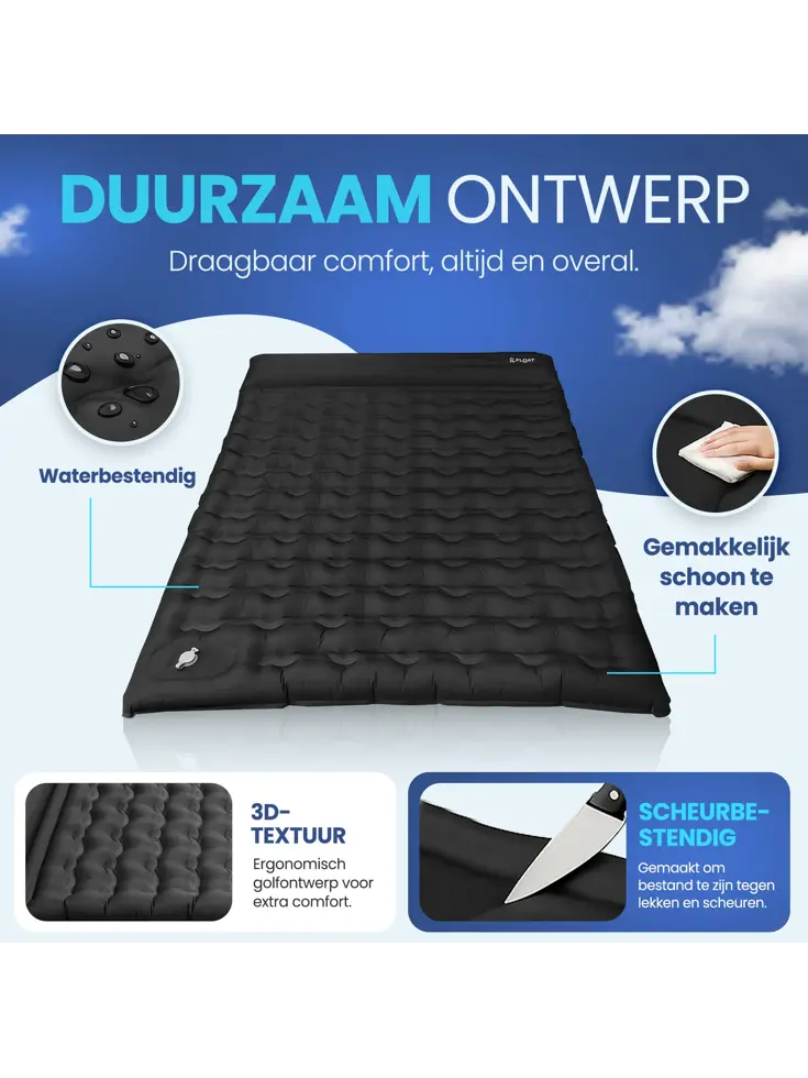 FLOAT Tweepersoons slaapmatje met voetpomp