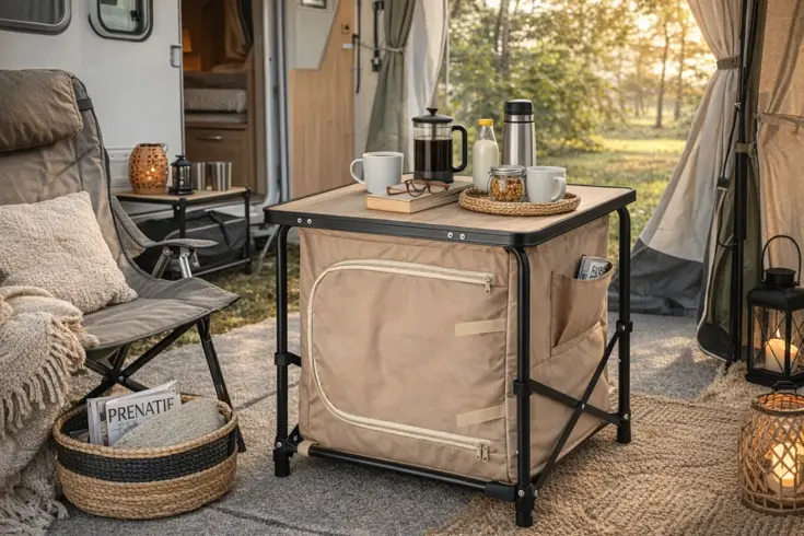 Camping opbergkast met blad
