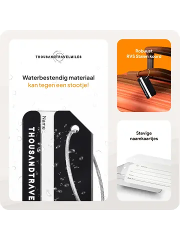 Aluminium kofferlabels – 4 stuks – Zwart