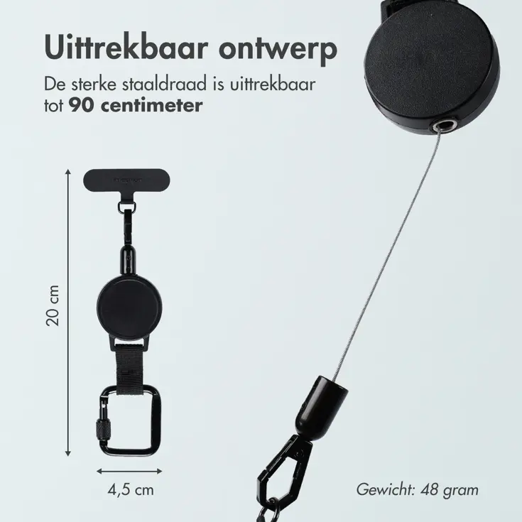 Uittrekbare kabel met karabijnhaak