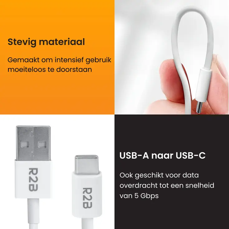 USB-A naar USB-C Kabel - 2 Meter