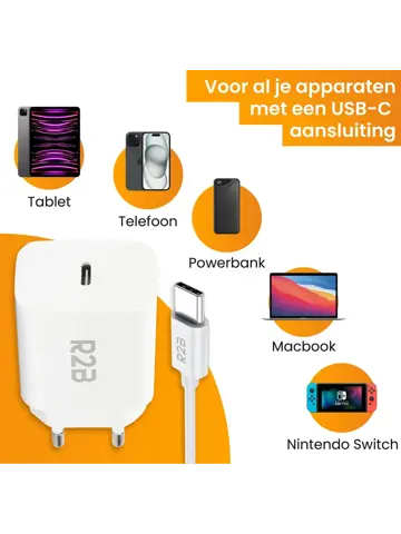 USB-C Kabel 1 meter met USB-C Adapter