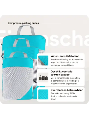 Packing cubes compressie set – 6-delig – Li Blauw