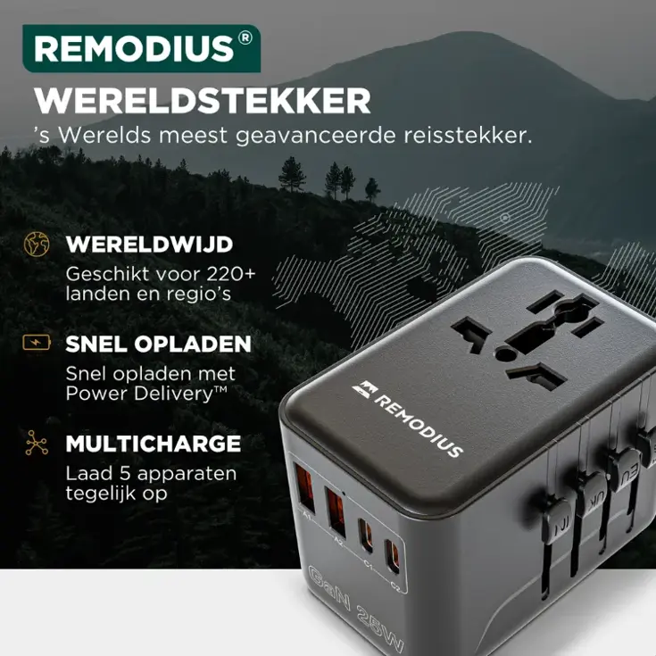 Remodius Wereldstekker Reisstekker