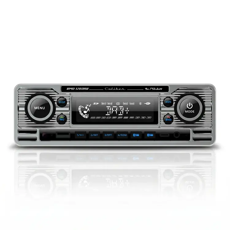 1-DIN Retro DAB+ Autoradio Chroom Bluetooth