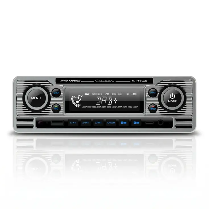 1-DIN Retro DAB+ Autoradio Chroom Bluetooth