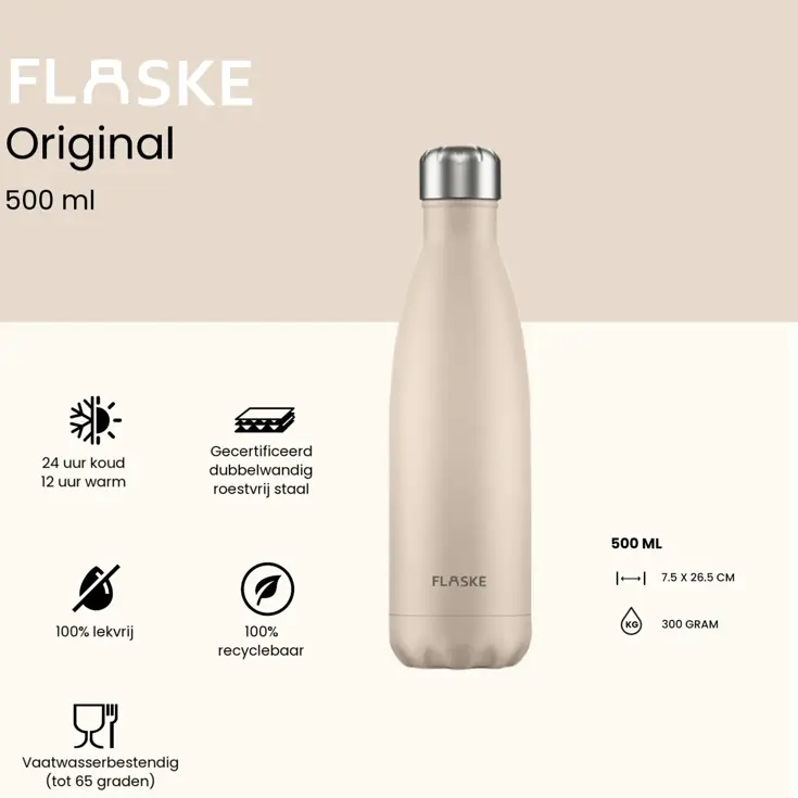 FLASKE 500 ml  RVS Drinkfles