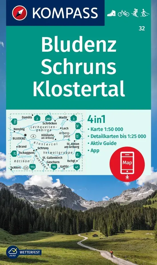Wandelkaart WK32 Bludenz - Schruns