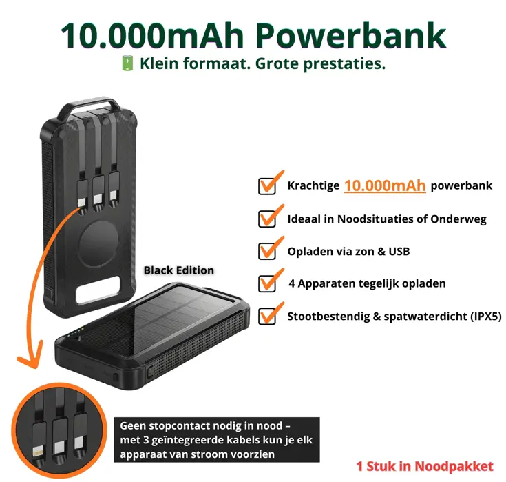 Noodpakket XXL-Noodradio, Kooktoestel & Powerbank