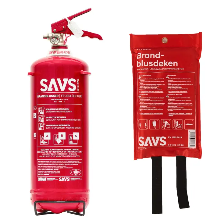 Brandblus box Poederblusser 3 kg en Blusdeken