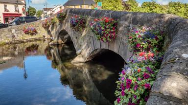 ierland_county-mayo_westport_brug_bloembak_carrowbeg-rivier_shutterstock