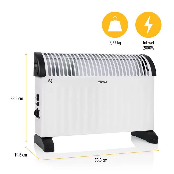 Convector Elektrische kachel - 3 Standen - 2000W