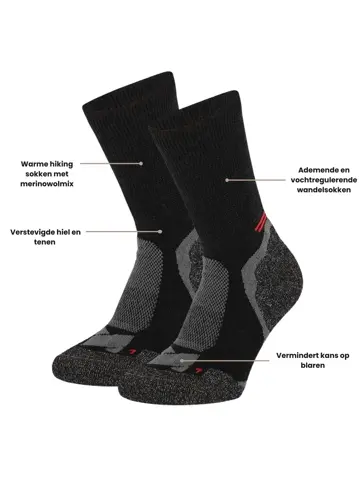 2 paar - Met Wol - Hiking Sokken