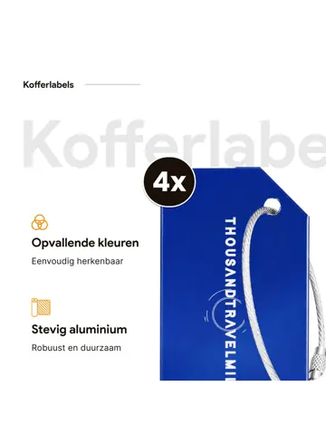 Aluminium kofferlabels – 4 stuks – Blauw