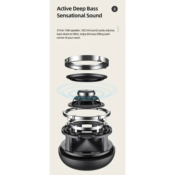 Draagbare Draadloze Speaker - Zwart - USAMS