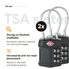TSA slot met staalkabel voor bagage – 2 stuks