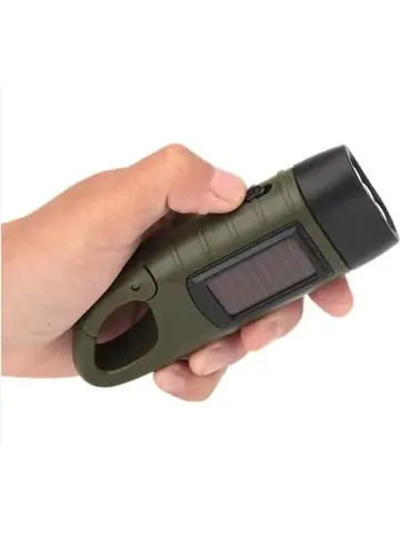 Zaklamp- Solar & Hand Crank - 3 LED