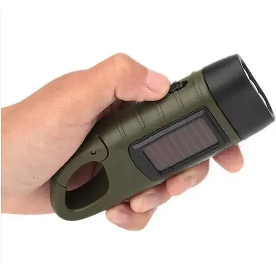 Zaklamp- Solar & Hand Crank - 3 LED