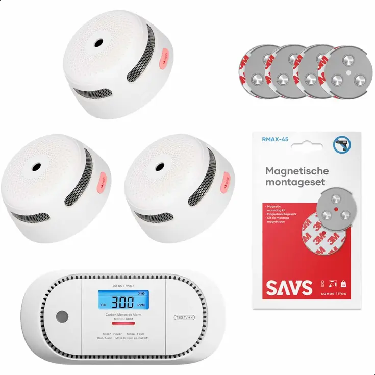 Brandpreventieset 3 Rookmelders, 1 CO-melder