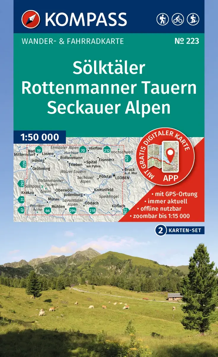 Kaart WK223 Sölktäler - Rottenmanner Tauern