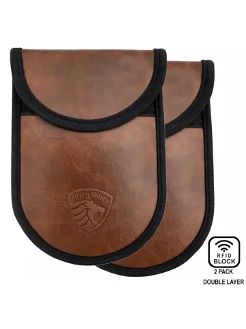 2x RFID Autosleutel hoesje - Anti-Skim bruin