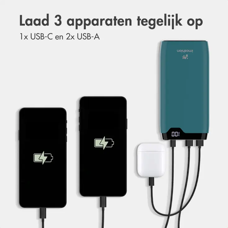 Powerbank 20.000 mAh 22.5w Snellader