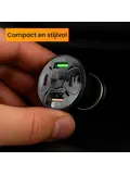 Autolader USB C & USB A, Snellader, Zwart