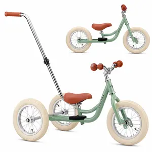2-in-1 Loopfiets Driewieler met Duwstang