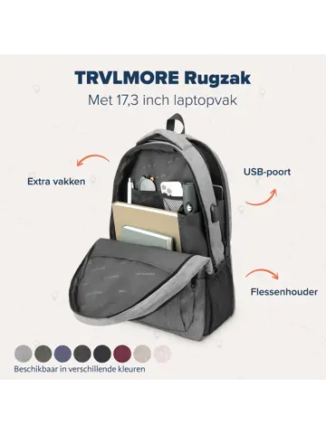 Rugtas – 36L – 17,3 Inch – Grijs