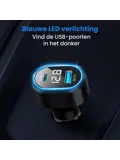 48W Autolader USB-C LED Spanningsmeter 12V