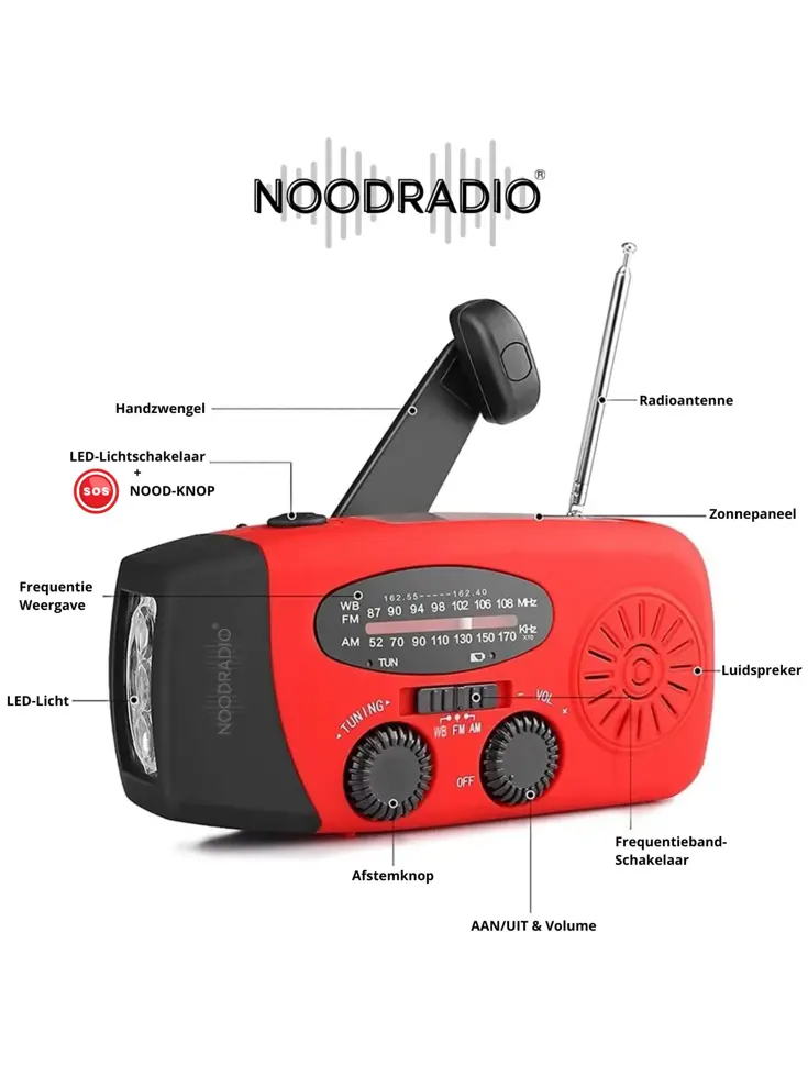Noodradio® Solar Powerbank Opwindbaar