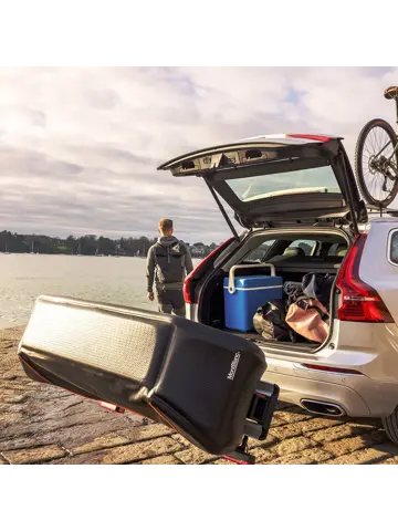 Senja trekhaakkoffer 300 liter+Sarek fietsendrager