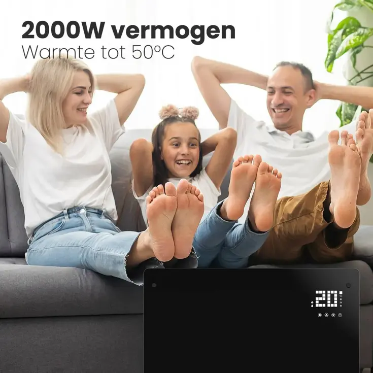 Convectorkachel – 2000W – Zwart