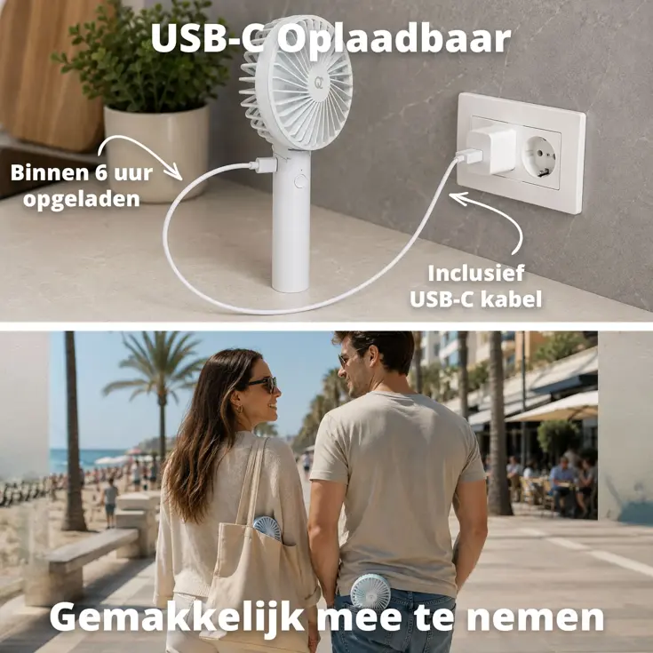 Oplaadbare Handventilator - Wit