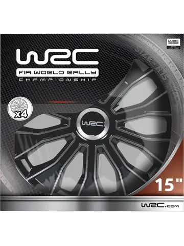 WRC Wieldoppen 15" - zwart/zilver 4 stuks