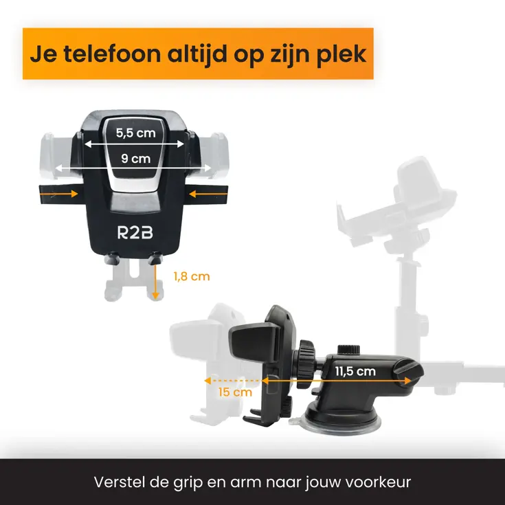 Telefoonhouder Auto voor Raam en Dashboard
