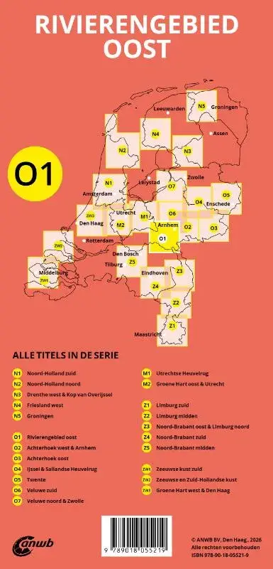 ANWB Fiets en wandelknooppuntenkaart O1 Rivierengebied oost
