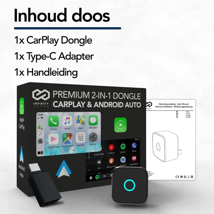 Draadloos USB CarPlay Android Auto Dongle V4