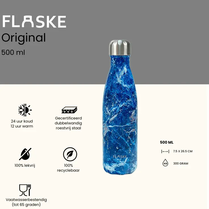 FLASKE 500 ml  RVS Drinkfles