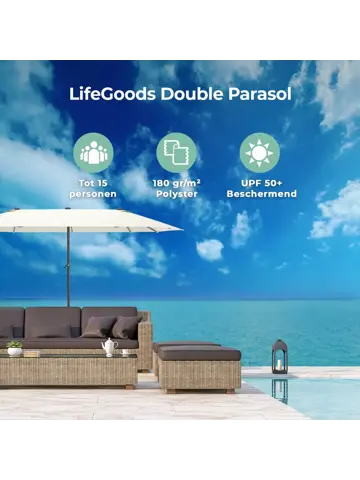 LifeGoods Dubbele Parasol – 270x460cm