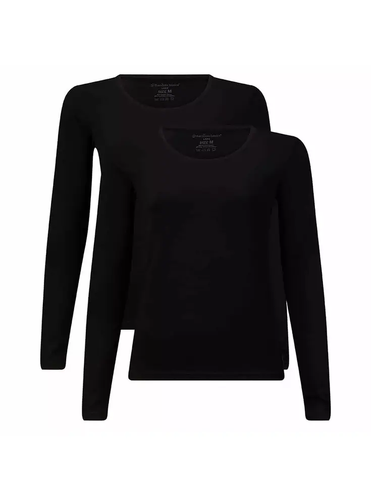 Lara - T-shirts lange mouw 2-pack dames - Bamboo Basics