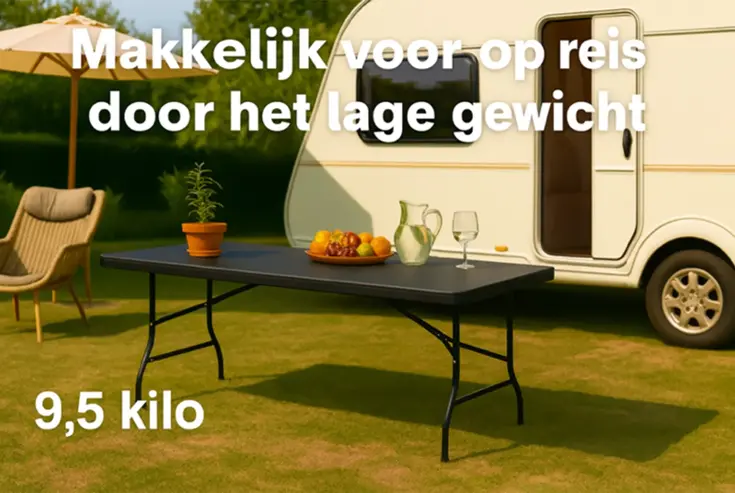 Campingtafel inklapbaar 180x70 cm - Black
