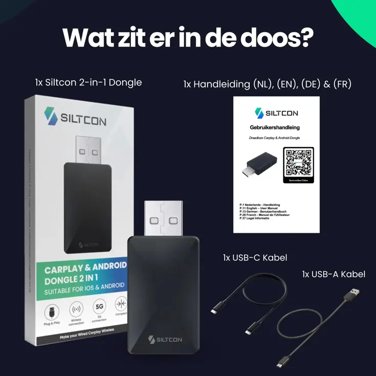 CarPlay Dongle - Draadloos - CarPlay/Android Auto